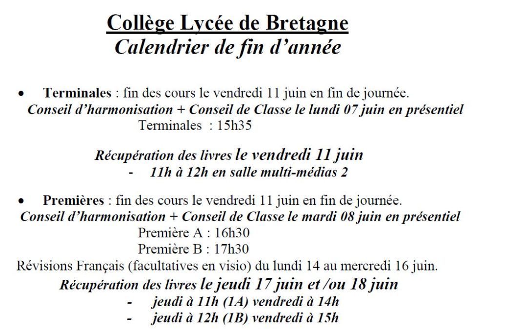 Calendrier de fin d’année 2021